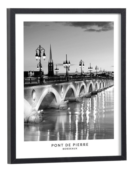 Affiche Bordeaux Pont de Pierre noir et blanc