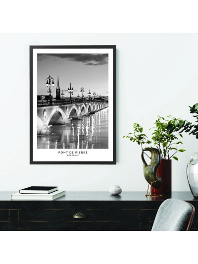  Affiche ville Bordeaux noir et blanc