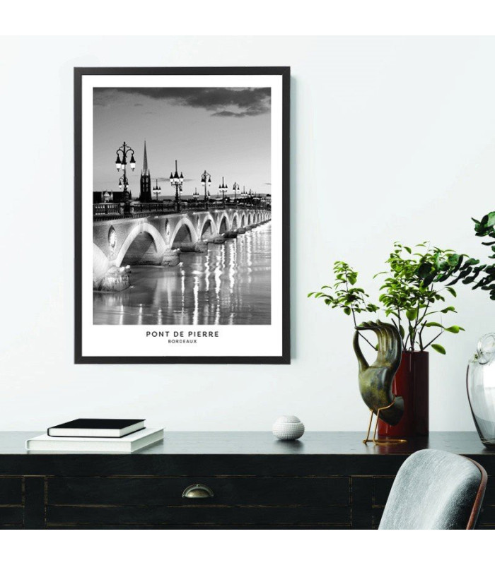  Affiche ville Bordeaux noir et blanc