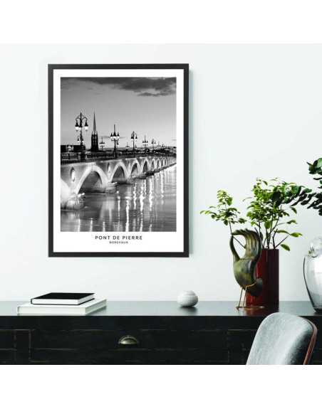  Affiche ville Bordeaux noir et blanc