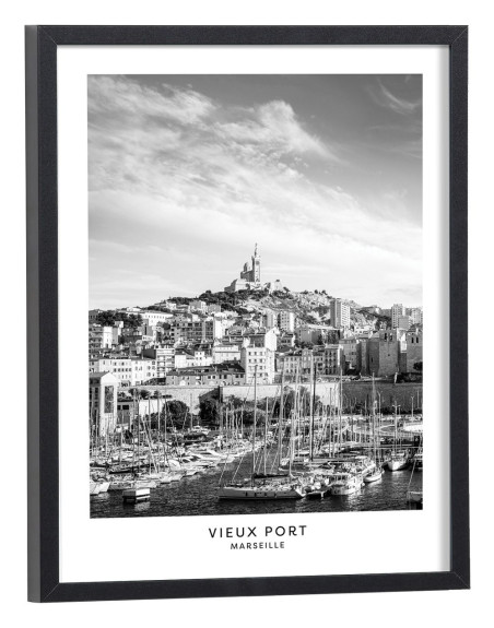 Affiche Marseille Vieux Port noir et blanc