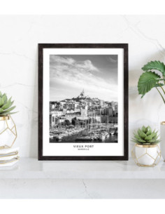 Affiche Marseille Vieux Port noir et blanc 2