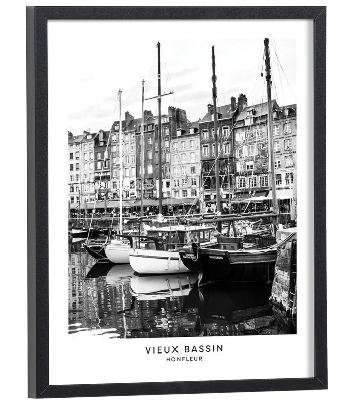 Affiche Honfleur Port noir et blanc