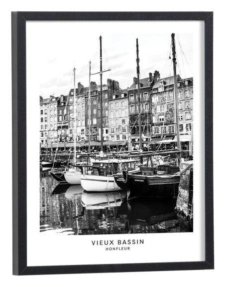 Affiche Honfleur Port noir et blanc