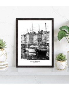 Affiche Honfleur Port noir et blanc 2
