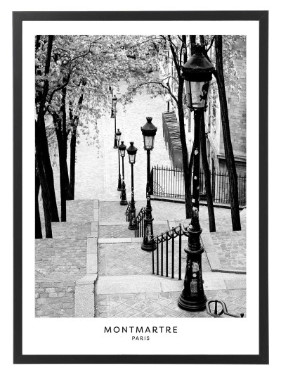Tableau Paris Montmartre vintage noir et blanc
