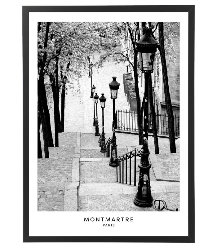 Tableau Paris Montmartre vintage noir et blanc