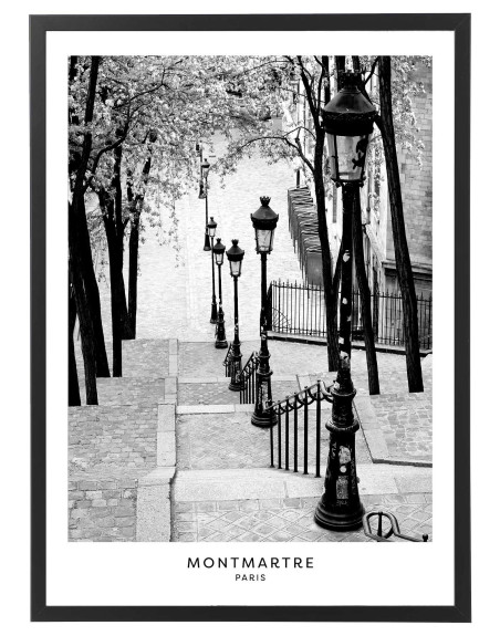 Tableau Paris Montmartre vintage noir et blanc