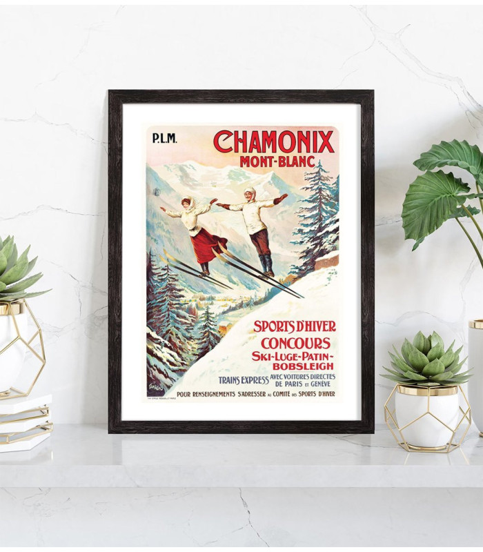  Tableau Chamonix Mont Blanc vintage