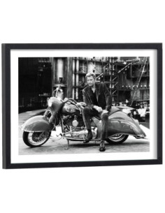 Tableau Johnny Hallyday - Affiche Moto noir et blanc