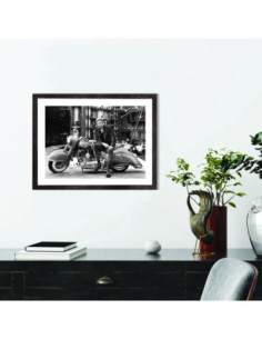 Tableau Johnny Hallyday - Affiche Moto noir et blanc 2