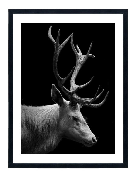 Tableau cerf noir et blanc