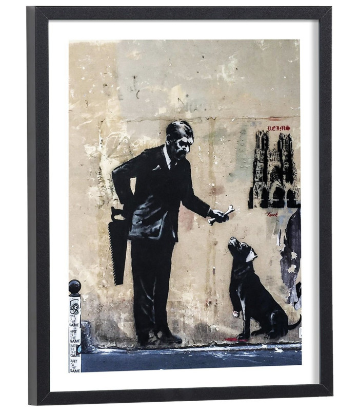 Tableau Banksy Le chien l'os et la scie
