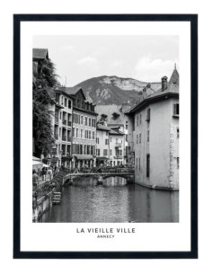 Affiche Annecy - Vieille ville - Tableau noir et blanc