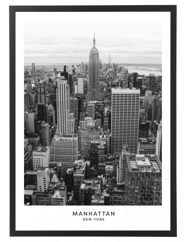 Affiche New York noir et blanc vintage - Tableau ville