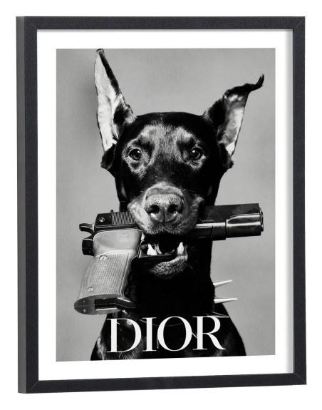 Tableau Dior chien revolver