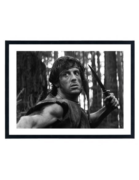 Tableau film Rambo - Affiche cinéma noir et blanc