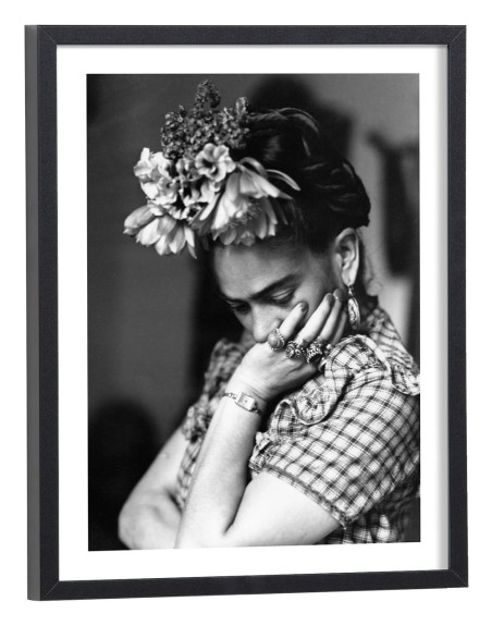 Tableau Frida Kahlo noir et blanc