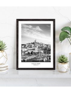 Affiche Marseille Vieux Port noir et blanc 2
