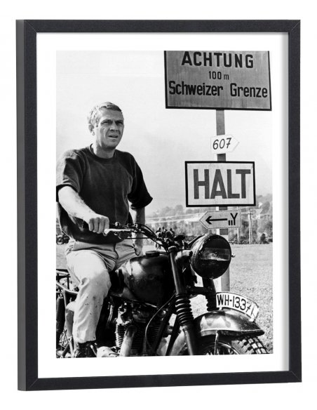 Affiche Steve McQueen en moto dans "La grande évasion"