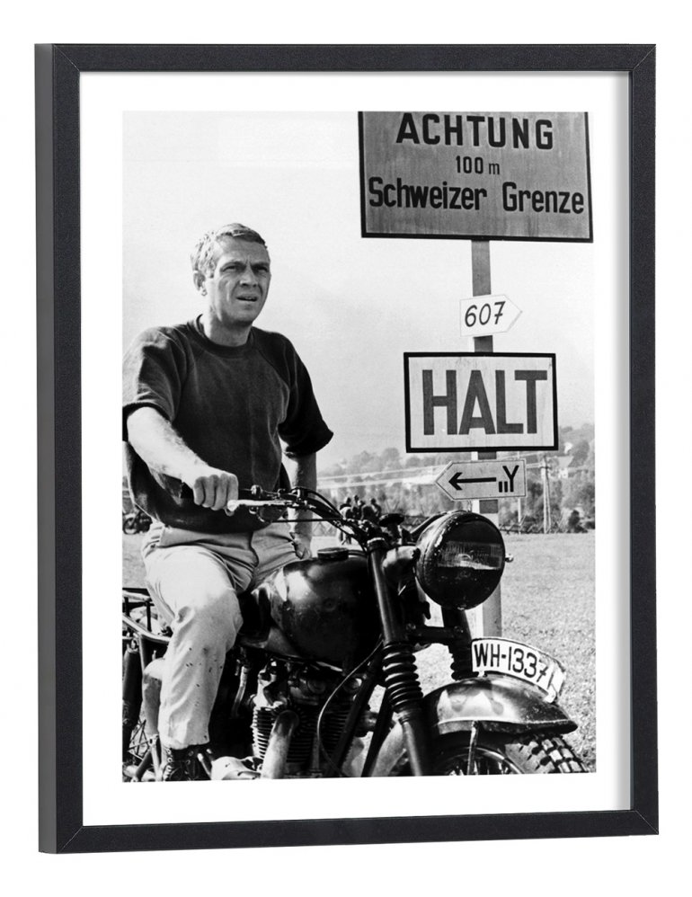 Tableau Steve McQueen Moto triumph - Affiche La grande évasion poster