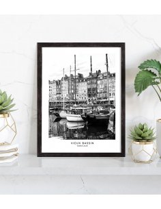 Affiche Honfleur Port noir et blanc 2