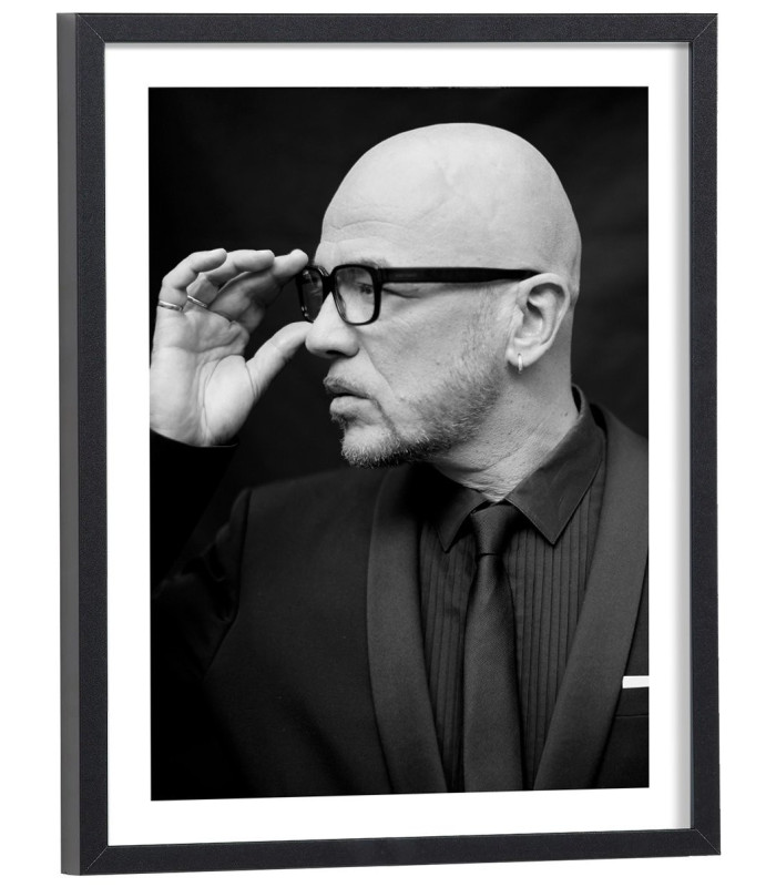 Affiche de Pascal Obispo en noir et blanc