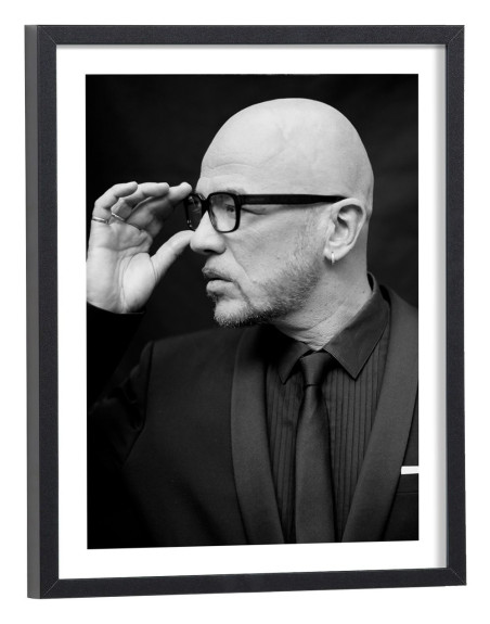 Affiche de Pascal Obispo en noir et blanc