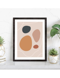 Tableau Abstrait formes fond rose 2