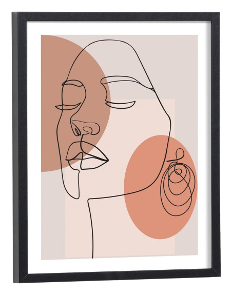 Tableau Abstrait visage femme rose