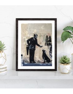 Tableau Banksy Le chien l'os et la scie 2