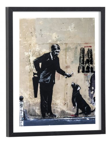 Tableau Banksy Le chien l'os et la scie