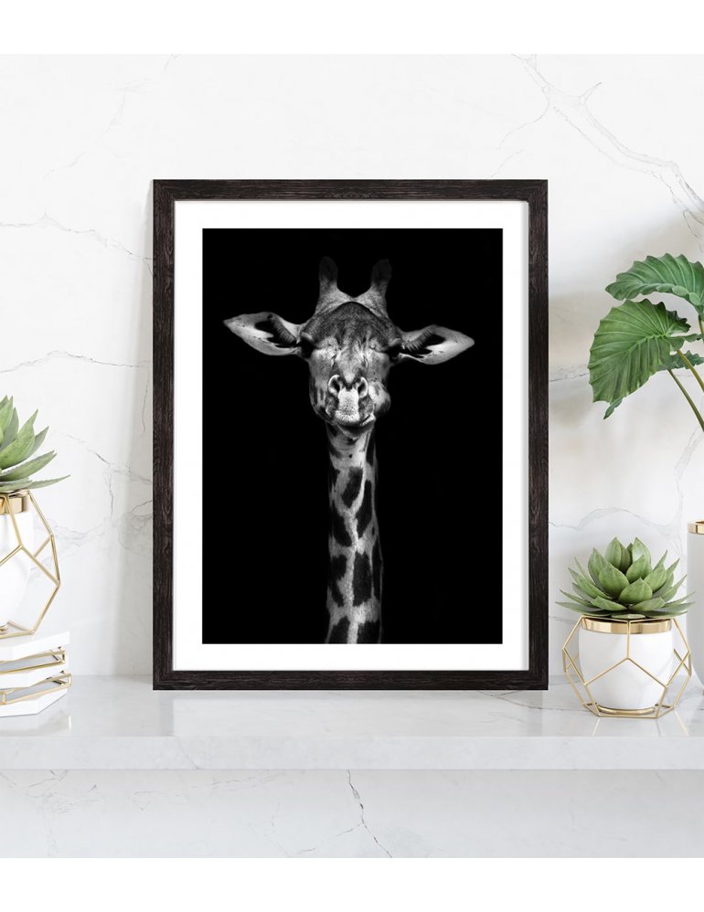 Tableau sur toile - Giraffe Gundel Black And White - Carré 1:1