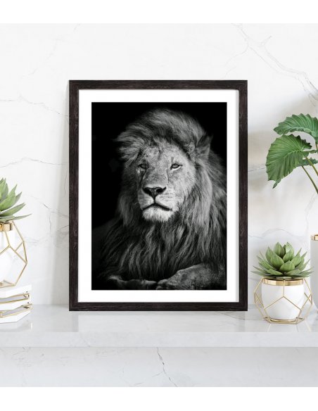 Affiche de lion en noir et blanc
