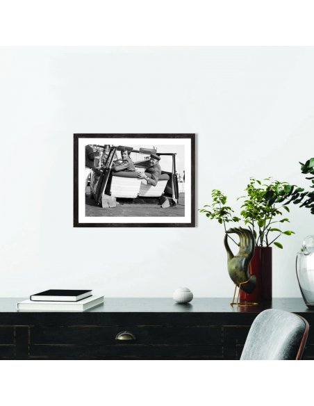 Affiche noir et blanc Jean Paul Belmondo et Bourvil