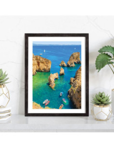 Affiche Crique paradisiaque avec barques 2