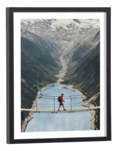 Affiche Pont suspendu randonneur