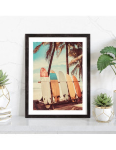 Affiche Planches de surf et palmiers 2