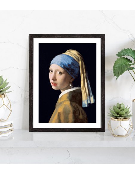 Affiche reproduction Vermeer La Jeune Fille à la perle