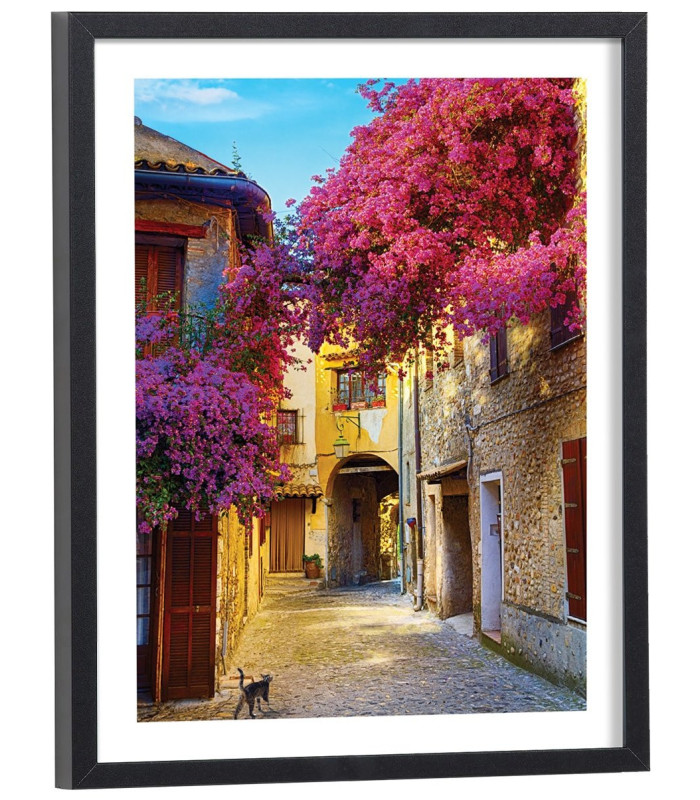Affiche Ruelle fleurs violettes
