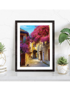 Affiche Ruelle fleurs violettes 2