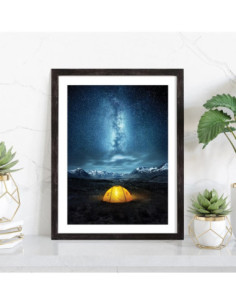 Affiche Campeur ciel étoilé en montagne 2