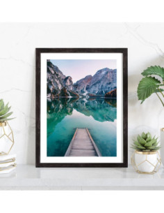 Affiche Escalier sur le lac en montagne 2