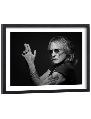Affiche du chanteur Christophe noir et blanc
