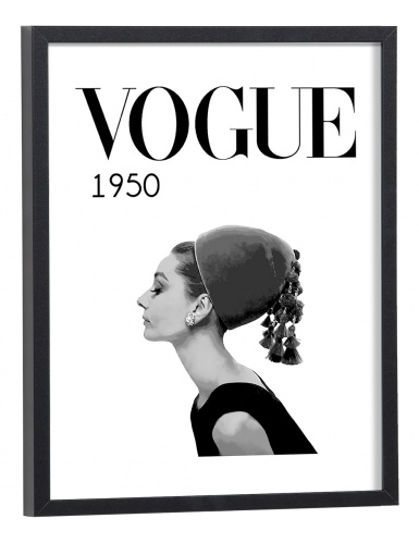 Tableau Vogue 1950 - Affiche mode noir et blanc