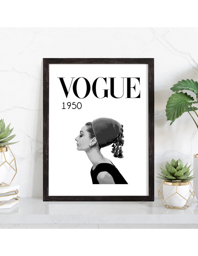 Tableau Vogue 1950 Affiche mode noir et blanc