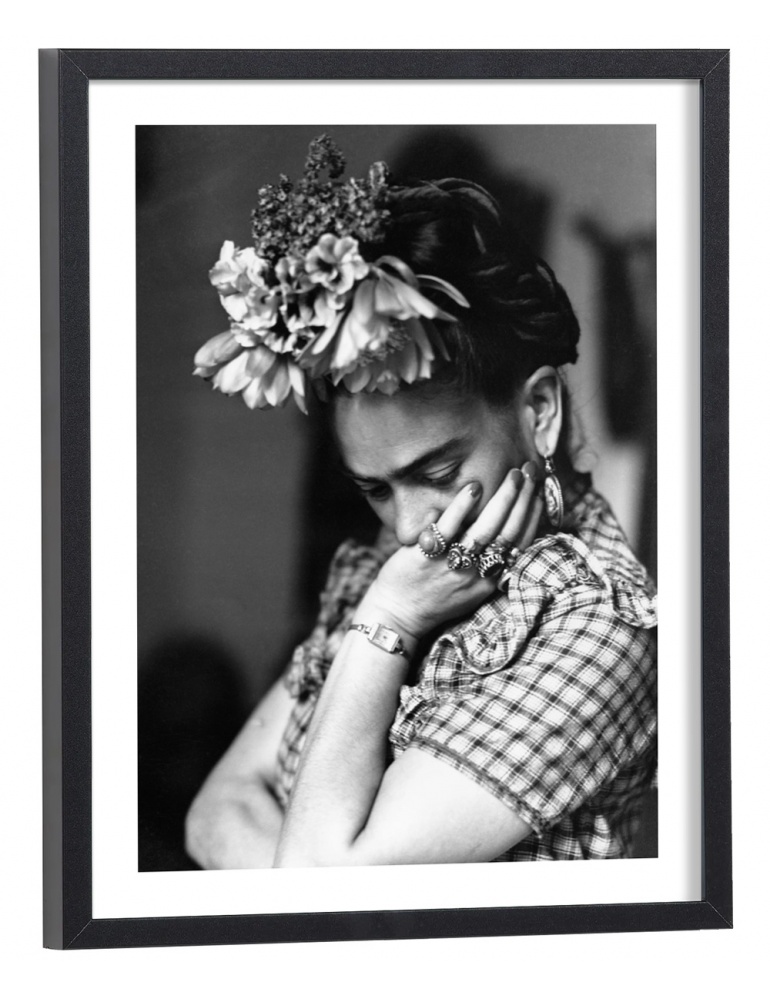 Tableau Frida Kahlo noir et blanc