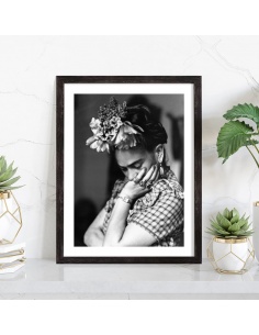 Tableau Frida Kahlo noir et blanc 2