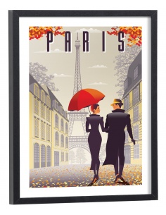 Tableau couple amoureux sous un parapluie - 50 x 70 cm