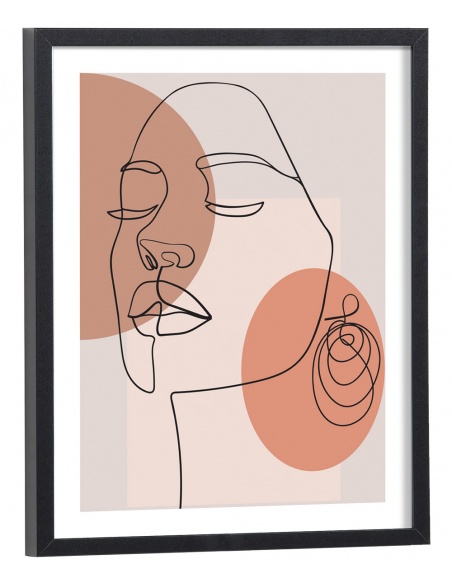 Tableau Abstrait visage femme rose